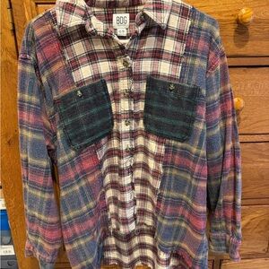 BDG Urban Outfitters size XS Patchwork Plaid Flannel Shirt Grunge Oversized